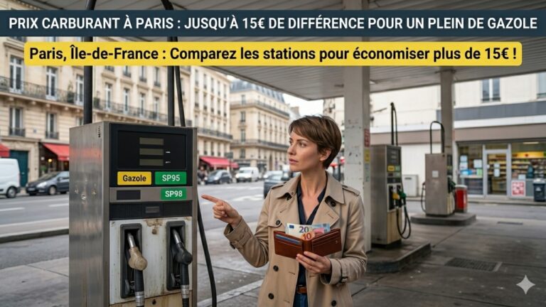 Prix carburant à Paris : une femme compare les prix du gazole à la pompe avec un écart pouvant atteindre 15€ sur un plein